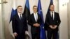 Прем'єр-міністр Естонії Крістен Міхал, президент Фінляндії Александер Стубб і генеральний секретар НАТО Марк Рютте на саміті країн НАТО Балтійського моря в президентському палаці в Гельсінкі, Фінляндія, 14 січня 2025 р. (Фото: Antti Aimo-Koivisto / LEHTIKUVA / AFP)